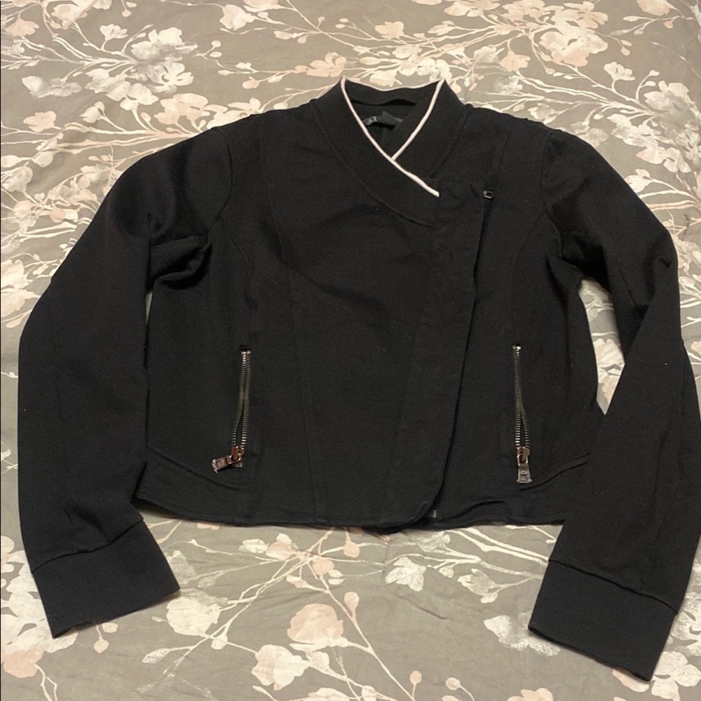 Armani Exchange Black and White Asymmetrical Blazer